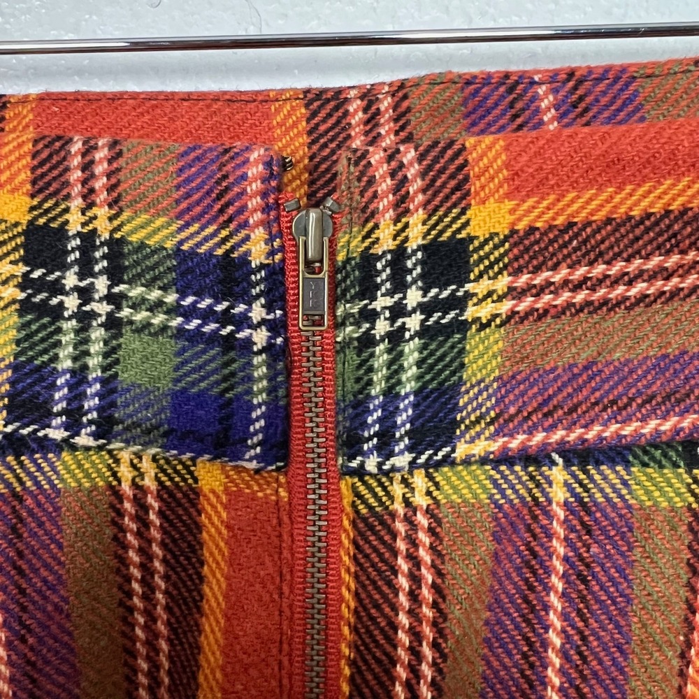 Plenty by Tracy Reese Easy Keeper Skirt Orange Plaid Wool Blend Tulip Hem Size 6 - Picture 7 of 11